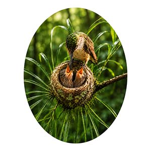 Hummingbird Chicks in Nest